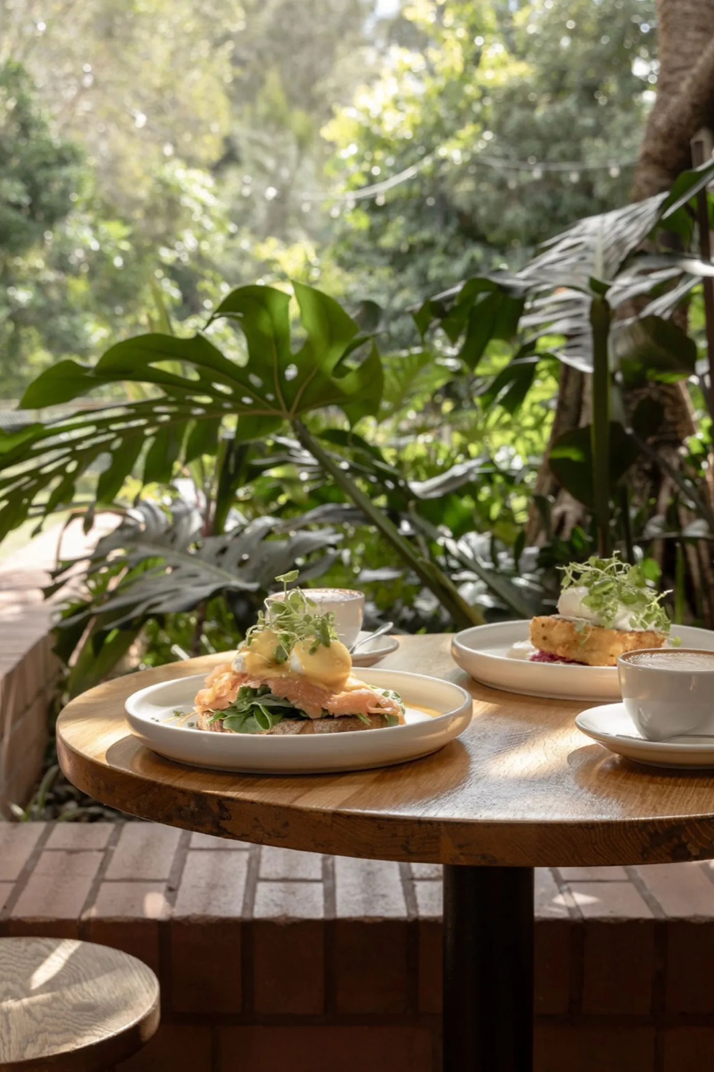 Eggs benedict and coffee at Stable café, Tugun